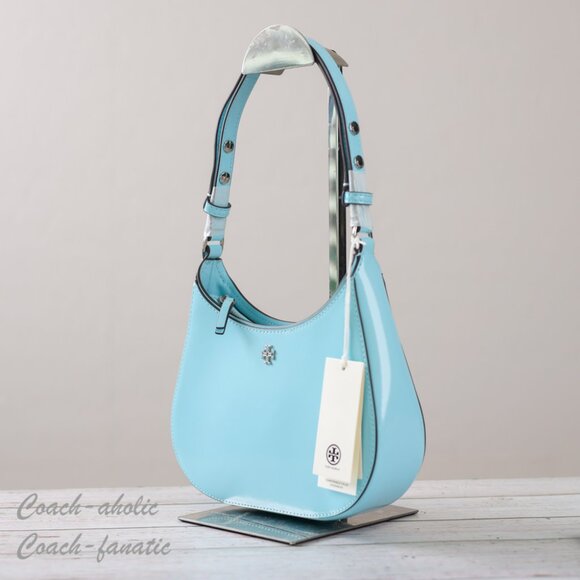 NWT Tory Burch Emerson Patent Leather Shoulder Bag in Light Celeste - Picture 5 of 10